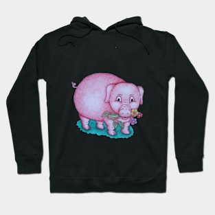 Cute piggy with  flowers illustration Hoodie